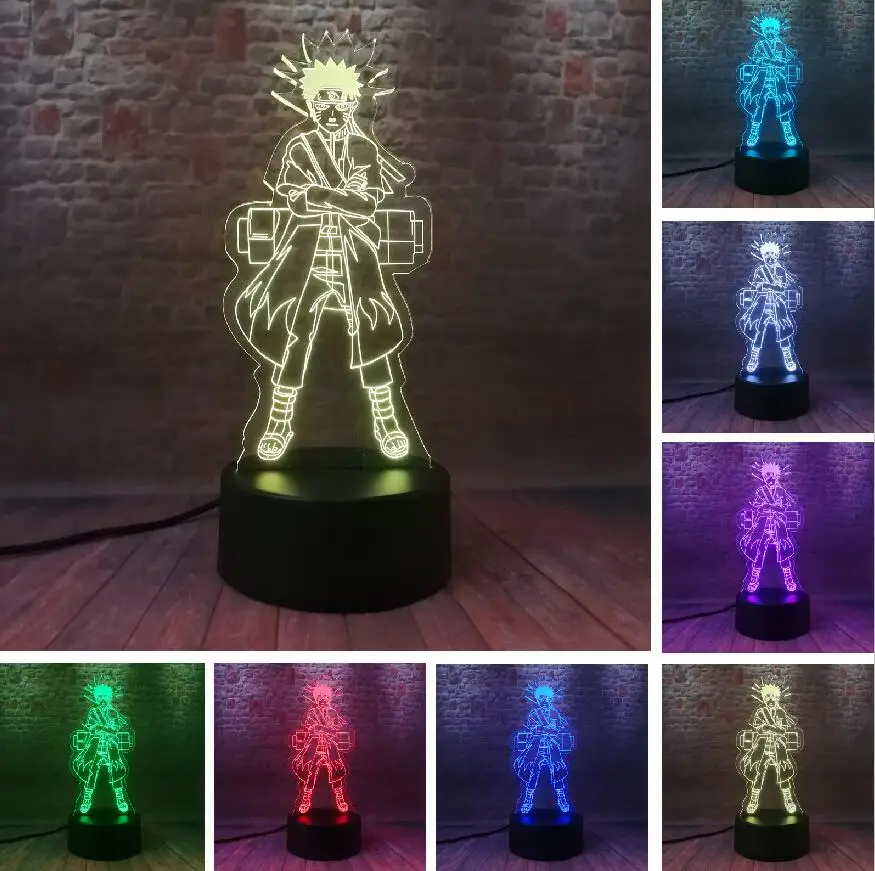 Naruto 7 Amroe Naruto Shippuden вибрационные звезды Uzumaki Naruto фигурная лампа умный светодиодный RGB 7 цветов Изменение ночного света мальчики рождественские подарки игрушки - Испускаемый цвет: Naruto 7