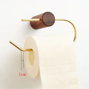 

Nordic Paper Towel Holder Wall-hanging Free Punch Toilet Paper Towel Stand Brass Solid Wood Napkin Rack Rolling Paper Shelf