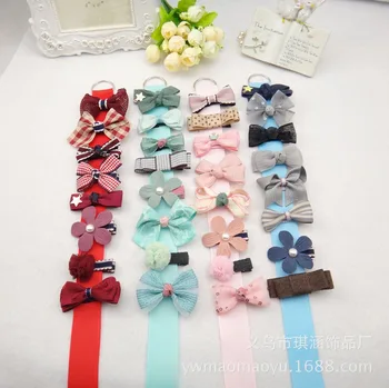 

Classic Bow Children Barrettes Packaged Combination Europe and America Street Snap Seven Series Fully Bag Clip Baby Small Headba