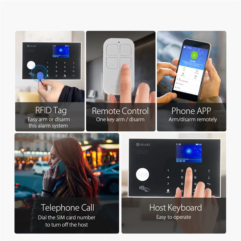 DIGOO DG-ZXG30 433 МГц 2G& GSM& wifi умная домашняя система охранной сигнализации защитная оболочка оповещения с приложением охранная сигнализация комплект