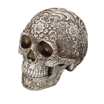 

Resin Skull Human Skull Medical Model Halloween Gift Pattern Skull Cool Home Bar Decoration