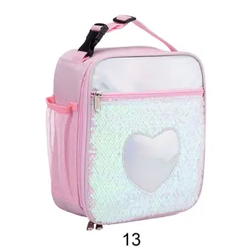 

Insulated Lunch Bag Reversible Sequin Thermal Cooler Picnic Food Box Tote Carry