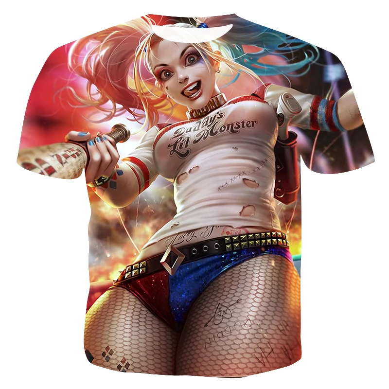 Мужские футболки Cloudstyle Harley Quinn 3D Американский комикс мужские мультяшный персонаж