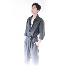 Звезды с цельными карго брюки для мужчин и женщин ретро одежда для похудения тела Корейская версия цельного осеннего стиля