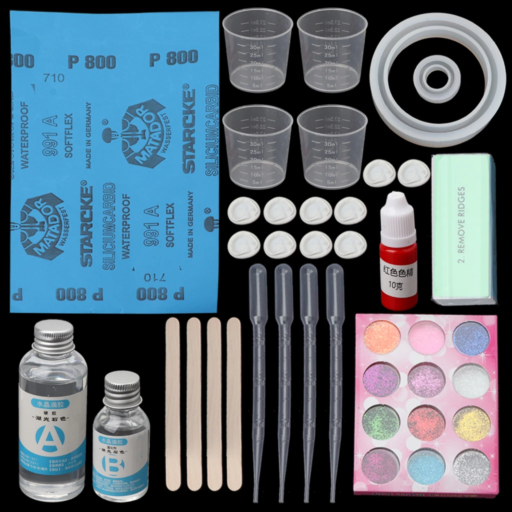 

DIY Epoxy Resin Ring Bracelet Molds Jewelry Making Tool Kit With Resin AB Glue