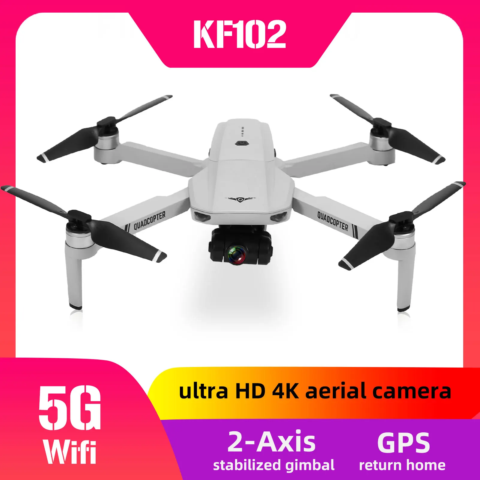 US $109.99 KF102 GPS RC Drone with Camera 4K 2axis Gimbal 5G Wifi FPV Optical Flow Positioning Foldable RC Quadcopter Brushless Motor