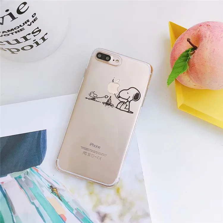 Прозрачный защитный чехол с милым мультяшным щенком для iPhone 8 7 6 6s Plus Xr X Xs Max дизайн ударопрочный чехол - Цвет: F