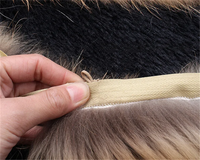 Кожа меховой воротник 100% Аутентичные Шерсть енота шарф 70 см меховой отделкой пуховик полосы меха/с капюшоном енот Воротник L9
