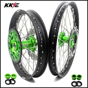 

KKE 21/19 Complete MX Wheels Rims Set For KAWASAKI KX125 KX250 2006-2007 Green Hubs Sprocket