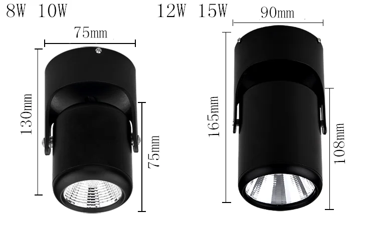 White Black Dimmable Rotating LED Downlights Surface Mounted Adjustment COB AC85-265V 8W 10W 12W 15W LED Ceiling Lamp Spot light