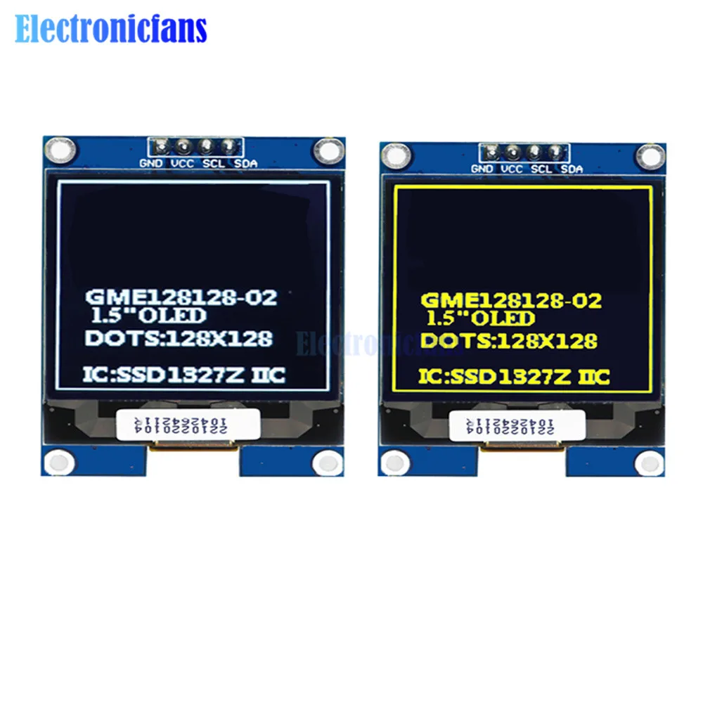 

1.5 Inch 128x128 OLED Shield Screen Module IIC I2C Interface SSD1327 Driver 1.5'' Display Screen Board White Yellow for Arduino