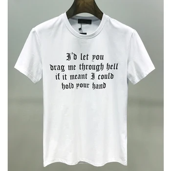 

2020 men's short sleeve T-shirt, European and American cotton trend letter printing fashion top, casual new bottoming shirt