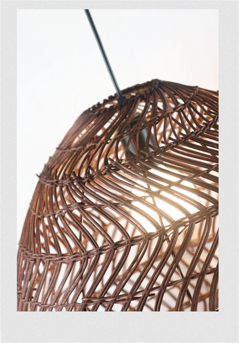Искусство Юго-Восточной Азии подвесной светильник s Сельский ручное плетение подвесной светильник из ротанга лампы из ткани столовая магазин птичья клетка светильник светильники