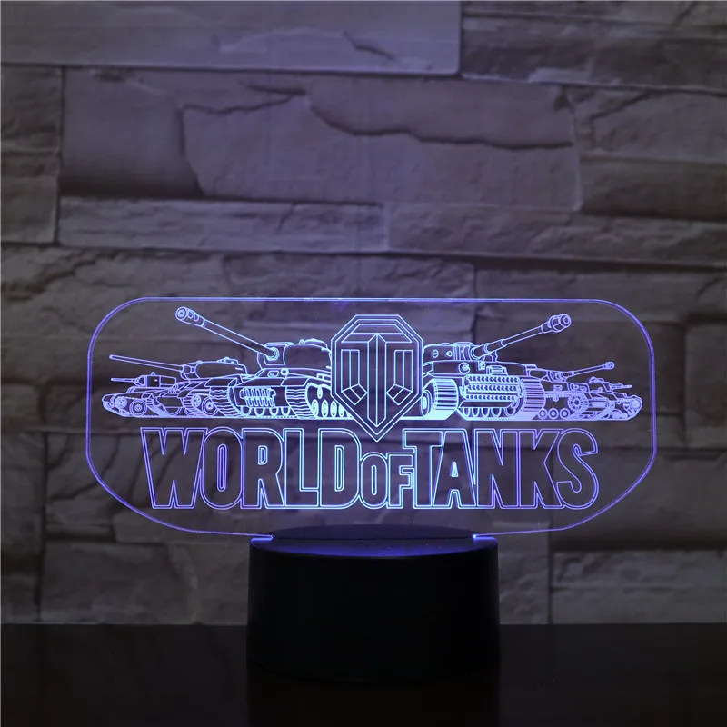 World Tank Car 3D ночник Иллюзия 3D лампа светодиодный 7 цветов changingTouch Настольная лампа для детского подарка на день рождения 1844