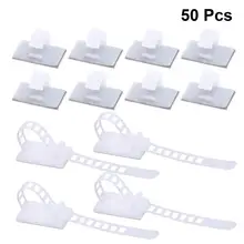 WINIMO 50pcs Adjustable Cable Tie Self Adhesive Wire Fixer Cord Cable Wire Management Holder Wrap Organizer Wire Fasteners