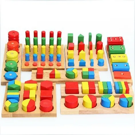 

Wooden Montessori Teaching Aids Eight Sets Import Building Blocks Children Teaching AIDS Educational Early Childhood