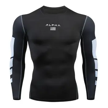 

2020 Quick-Dry Gym t shirt men rashguard running tshirt 3D snake print Compression Socks Men Fitness Brand Long sleeves
