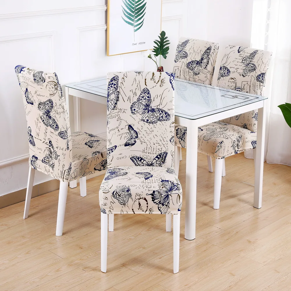 1/2/4/6pcs Printed Chair Cover Spandex Stretch Elastic Slipcovers Anti-dirty Chair Covers For Wedding Dining Room Banquet New