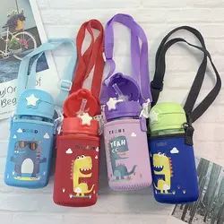 Дети милая детская бутылка для воды чайник мультфильм Динозавр крышка напиток пластик Спорт с соломинкой портативный Экологичные детские