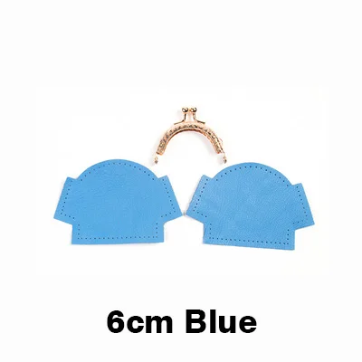 6cm-Blue WUTA «сделай сам» из натуральной кожи; Женские ботинки в ретро-стиле кошелек комплект полуфабрикатов Craft подарок ручной работы из козьей кожи леди, с металлической застежкой, кошелек для монет - Color: 6cm-Blue