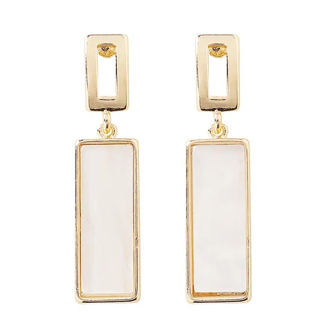 Shell Drop Earrings Fashion Niche Elegant Ladies Gold Color Geometry Rectangular Temperament Earrings Cold Wind Earrings