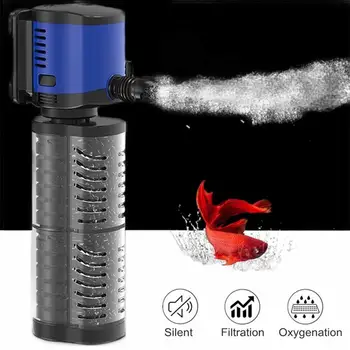 

SUNSUN Multi-function 4 in 1 Internal Aquarium Sponge Filter for Fish Tank Submersible Water Pump Wave Maker Oxygen Air Pump