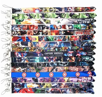 

50 PCS The Avengers Super Hero key lanyards id badge holder keychain straps for mobile phone Free Shipping