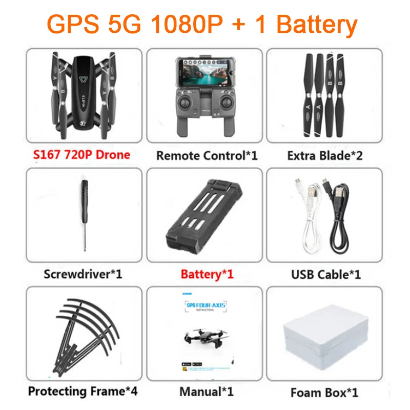 S167 5G gps складной Профессиональный Дрон с камерой 4K HD селфи WiFi FPV широкоугольный RC Квадрокоптер Вертолет игрушка E520S SG900-S - Цвет: 5G 1080P ba 1