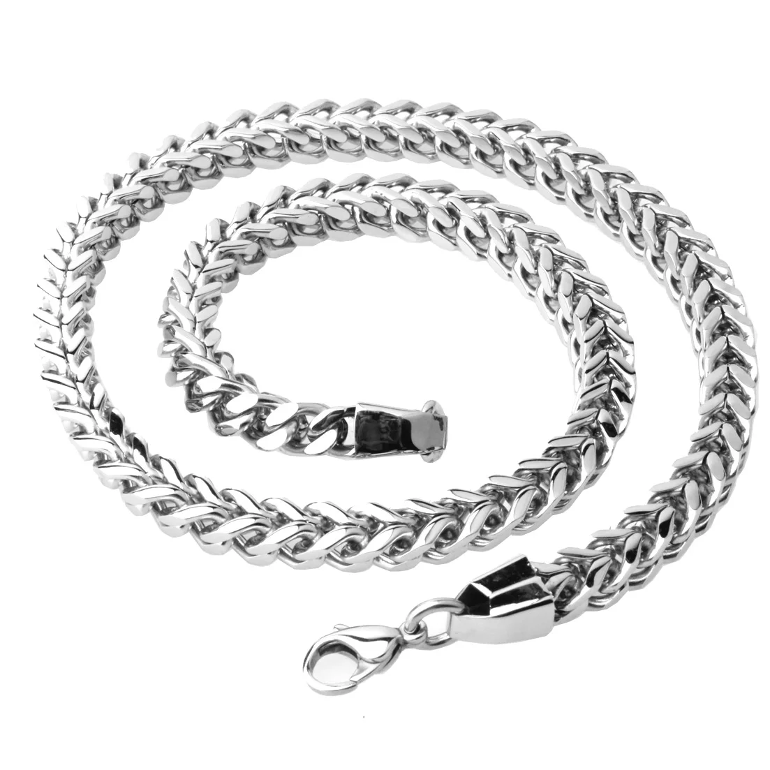 

Granny Chic Luxury Silver Color Jewelry Stainless Steel 24 inch Figaro Male Long Curb Chain Men Necklace Party 8mm Wide