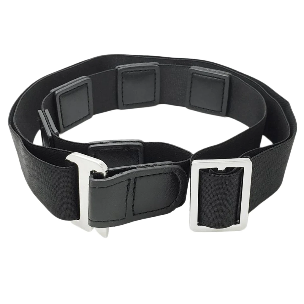Non-Slip Shirt Belt with Adjustable Buckle Stay Shirt for Women Man Black
