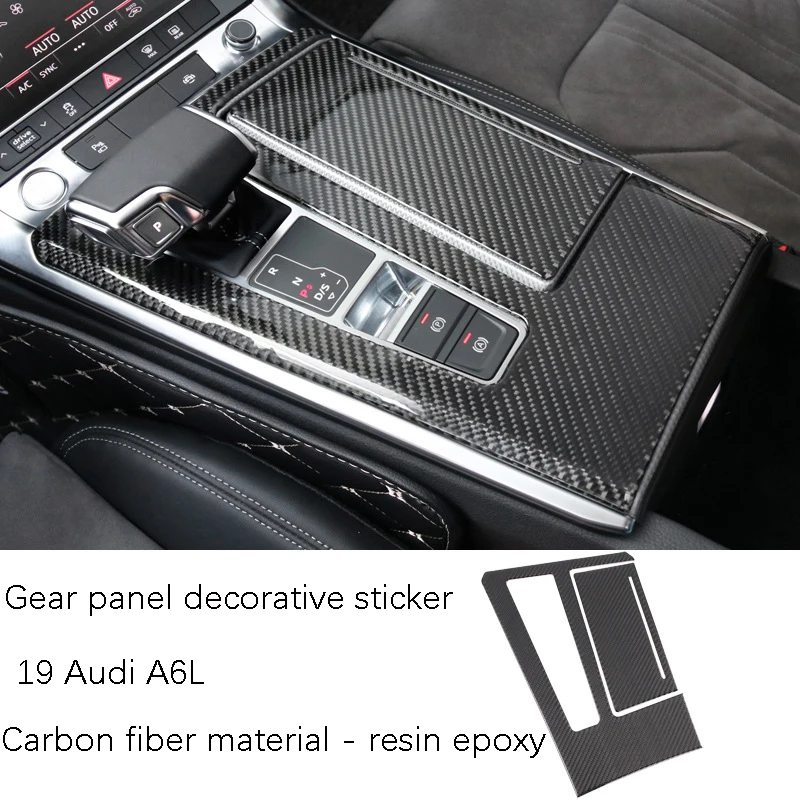 Carbon fiber Автомобильная Центральная панель управления, декоративные наклейки, аксессуары для обновления чашки передач, яркая полоса для Audi A6L, наклейки, аксессуары - Название цвета: Carbon fiber