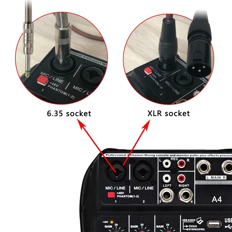 Штепсельная Вилка стандарта ЕС, А4, микшерный пульт, Bluetooth, Usb, запись, воспроизведение компьютера, 48 В, Phantom power, эффект задержки, Repaeat, 4 канала, Usb, Aud