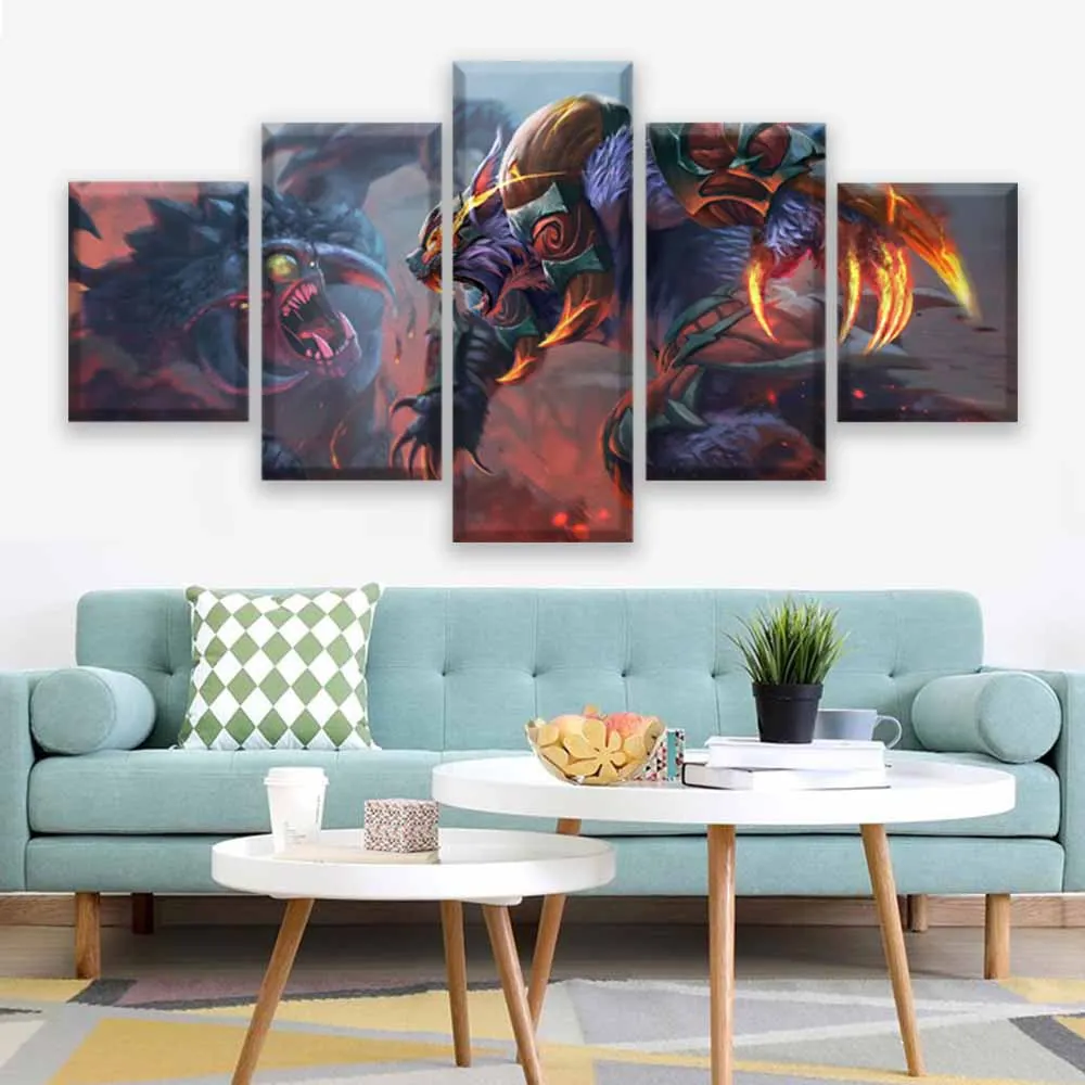 Home Decor Canvas Wall Art Picture For Living Room Modern 5 Panel DotA 2 Shadow Fiend Game Poster H