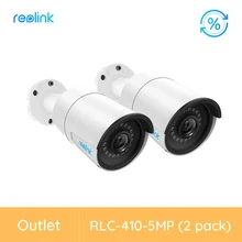 Reolink – caméra de Surveillance extérieure IP PoE Reolink, dispositif de sécurité à distance, Audio, Vision jour et nuit, 2 paquets, RLC-410-5MP
