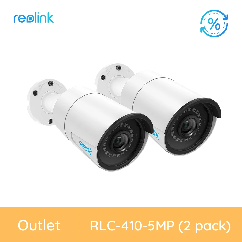 [Refurbished Camera 2 Pack] Reolink IP camera Outdoor PoE Audio Day&Night Vision Remote View Bullet Surveillance RLC-410-5MP