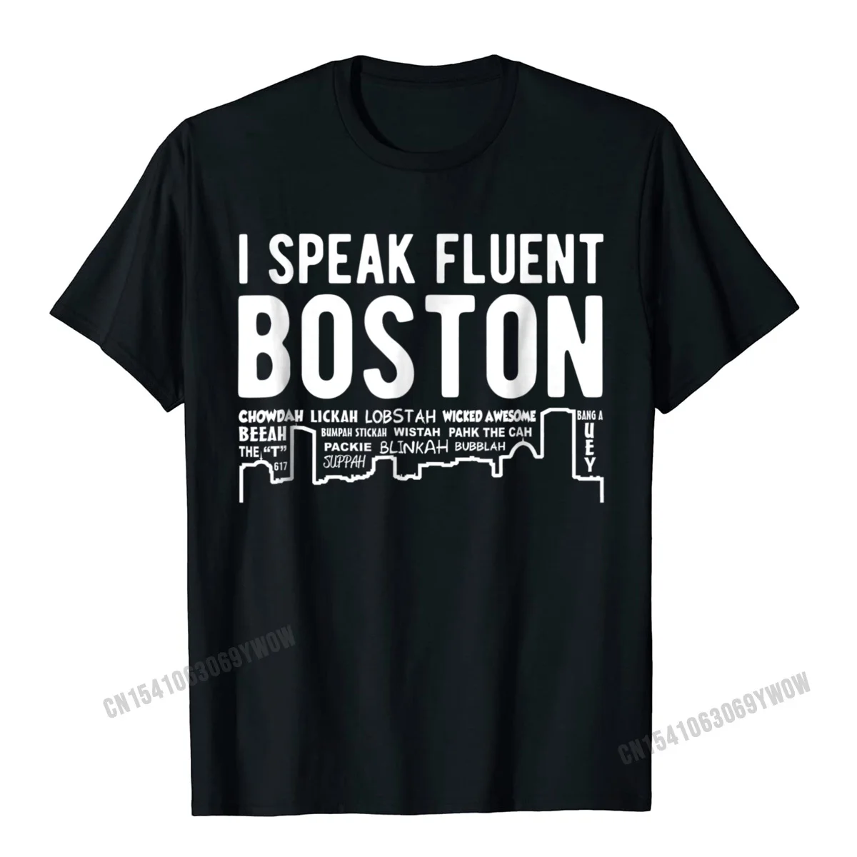 Casual Custom Autumn Cotton Fabric Crewneck Men Tops Shirt Group Tops Tees Rife Short Sleeve T-Shirt Wholesale I speak fluent Boston - Funny Boston accent t-shirt__251 black