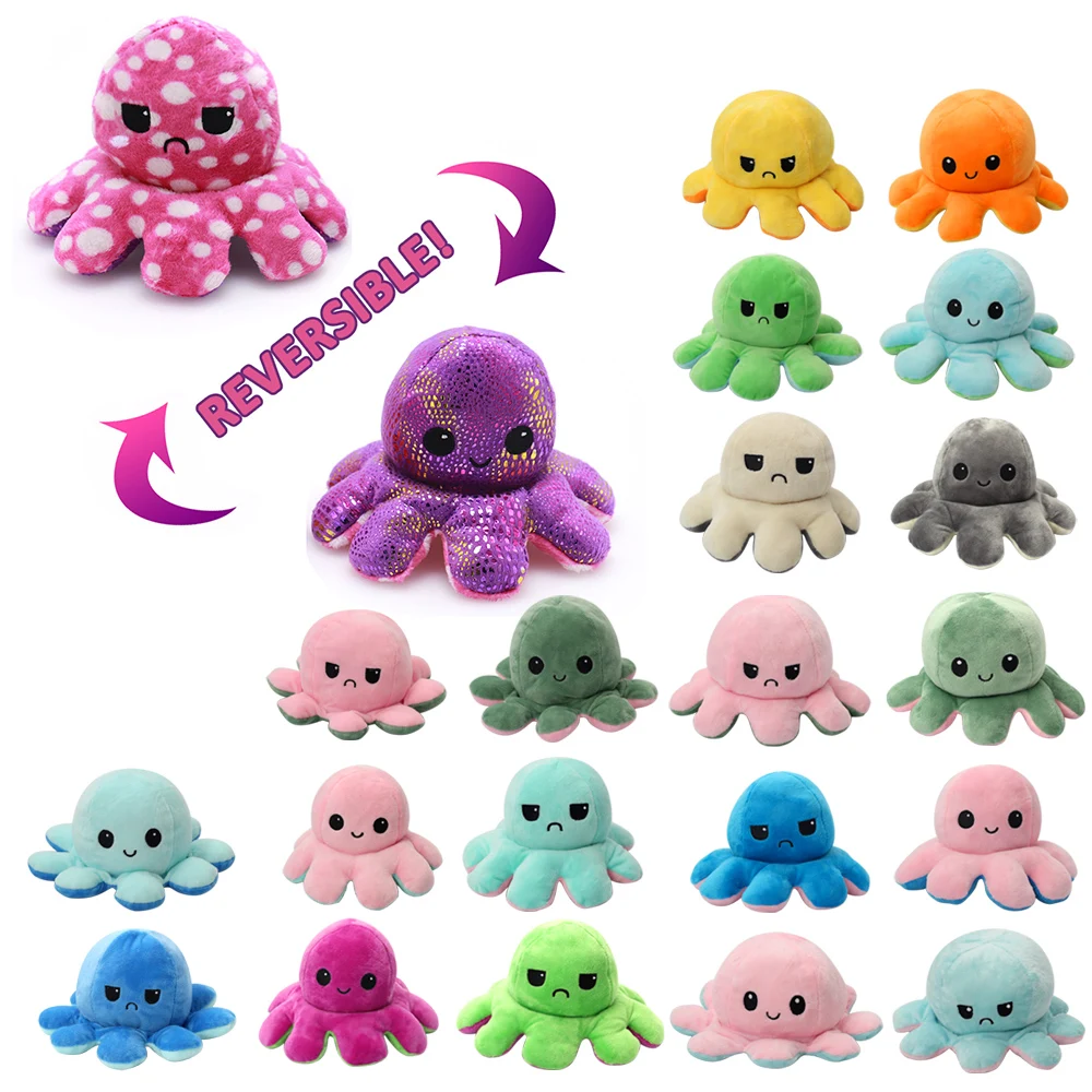 

Multicolor Plush Toys Double-sided Flip Octopus Doll Soft Reversible Stuffed Animals Toys Creative Christmas Gift Child Toy Gift
