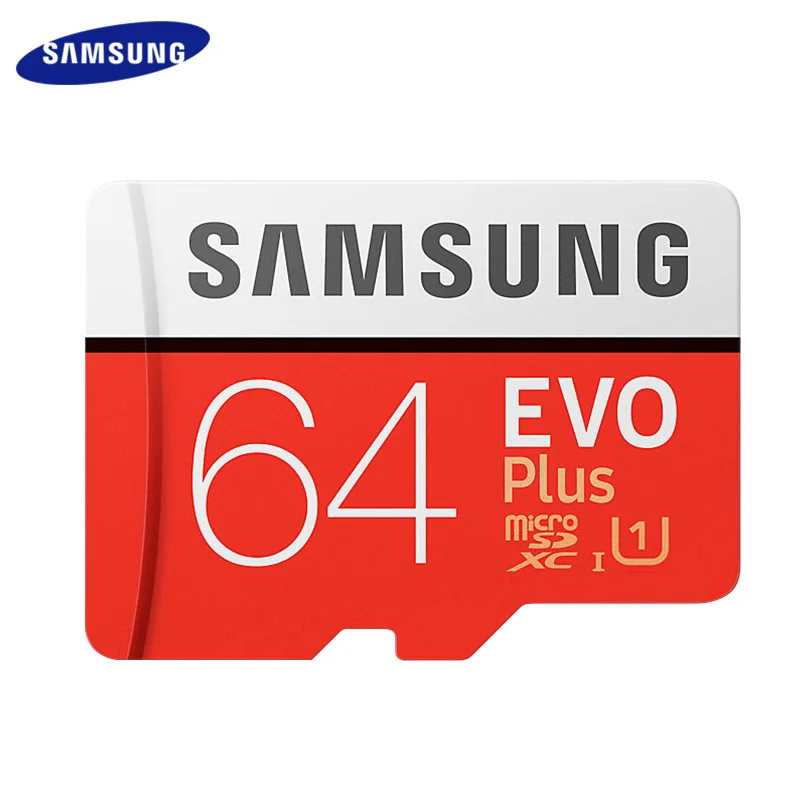 Samsung карты памяти 64GB U1 максимальная скорость чтения 100 МБ/с. Class 10 UHS I EVO PLUS Micro SD 128 ГБ