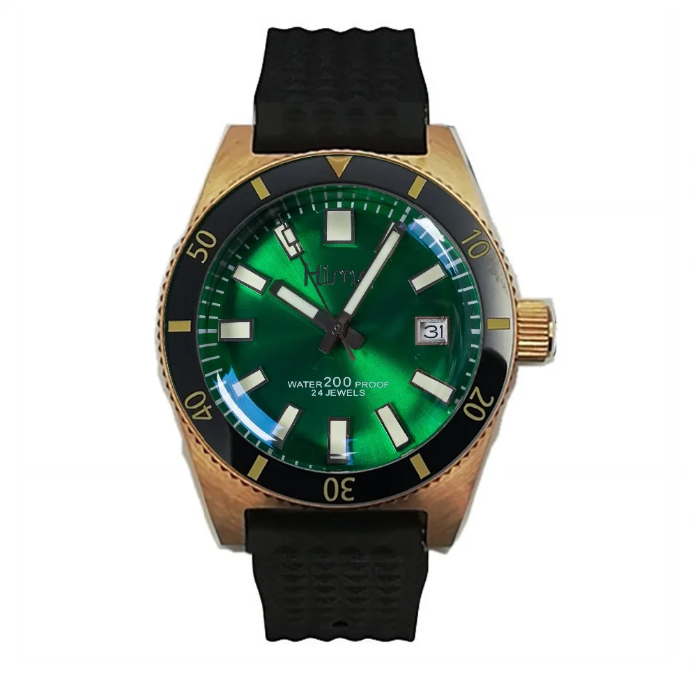 Proxima Men 62mas Vintage Diving Watch Stainless Steel Automatic Watch Bronze Green Dial