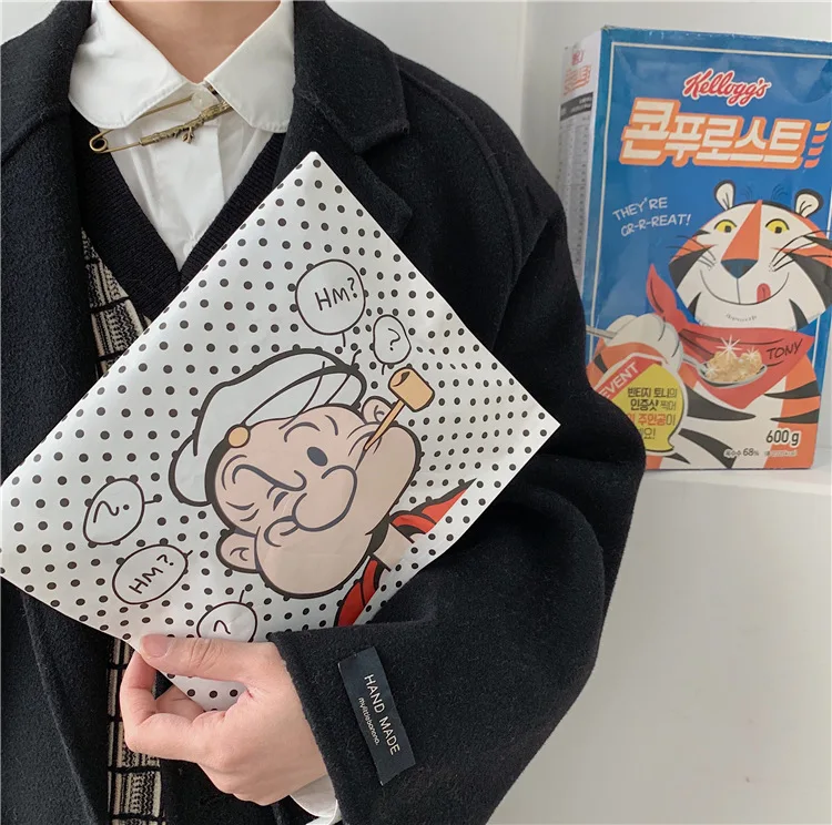 5 шт. Popeye моряк мультфильм сумка кавайная Корея Подарочная сумка Dot Высокая емкость крафт-бумага мешок Одежда канцелярские принадлежности Упаковка