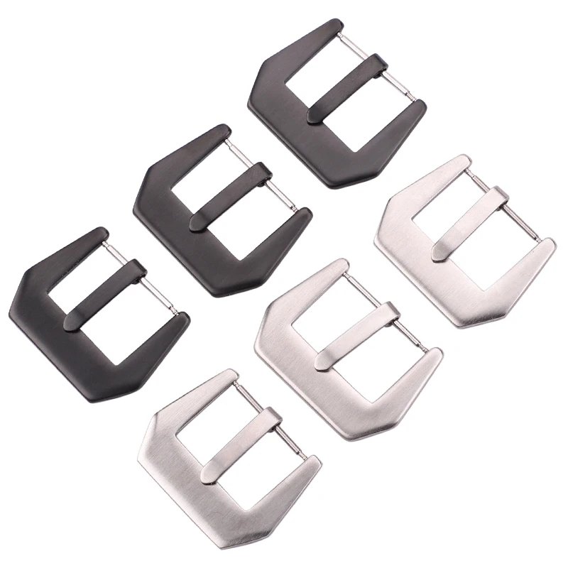 

Wholesale 10pcs/set Solid Stainless Steel Watch Buckle Men 20 22 24mm Brushed Black Silver Watchbands Strap Clasp