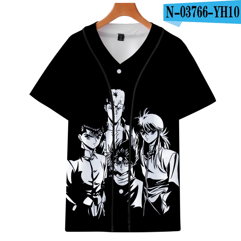 YUYU HAKUSHO летняя бейсбольная рубашка с принтом, модная повседневная Уличная одежда с коротким рукавом, одежда для косплея - Цвет: Небесно-голубой