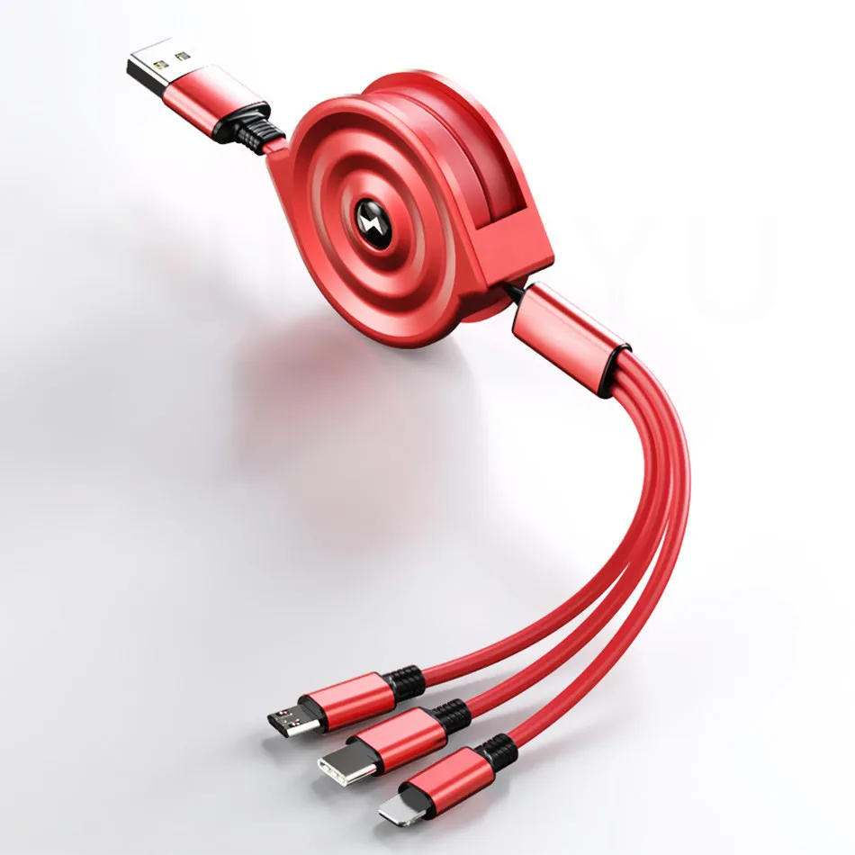 3 в 1 Выдвижной Micro USB Тип C кабель для передачи данных для iPhone X XS Быстрый зарядный Дата кабель синхронизации USB c-кабель для huawei Xiaomi samsung - Цвет: Красный