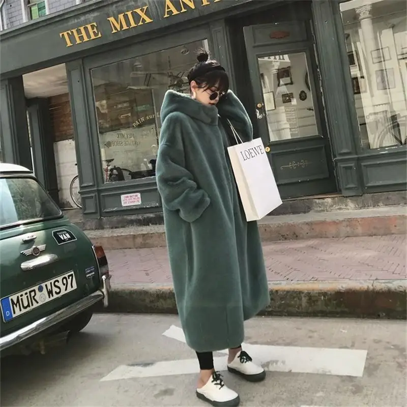 Acheter Manteau de fourrure automne hiver 2019 offre spéciale femmes fausse fourrure manteau Teddy manteau Imitation lapin cheveux longs à capuche fourrure manteaux en peau de mouton manteau