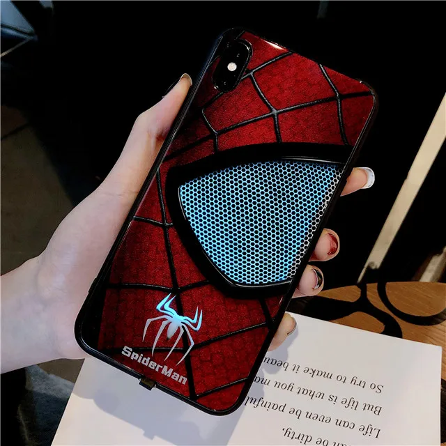 Spiderman Веном Человек-паук Интеллектуальный индукционный с подсветкой Телефон чехол для iPhone 6 6S 7 8 Plus X XS MAX многоцветный блестящий чехол - Цвет: Spiderman