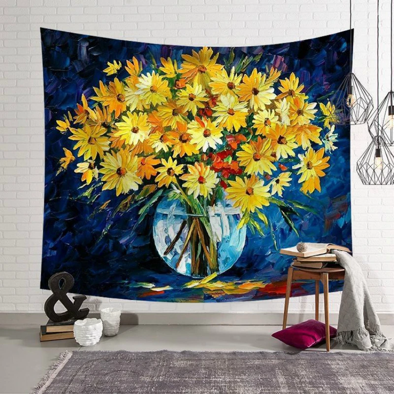 

Europe Ins Hanging Cloth Tapestries Flowers Sun Moon Printed Wall Hanging Tapestry Beach Throw Towel Home Decor Yoga Mat Blanket