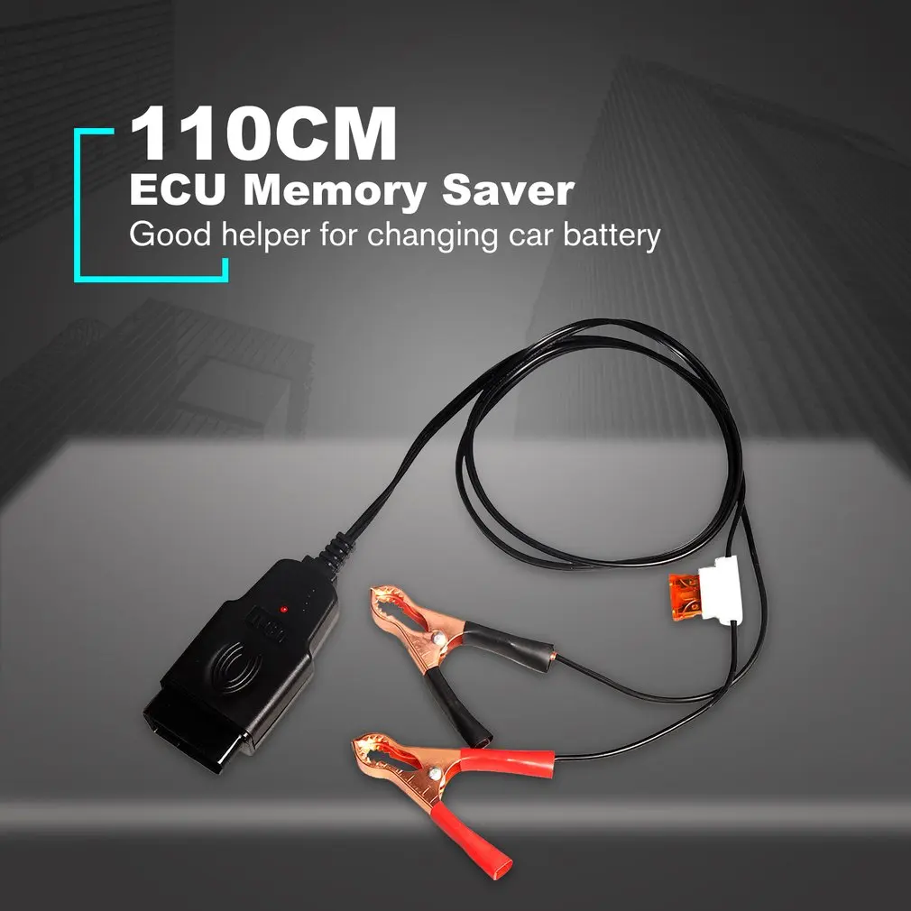OBD II Vehicle ECU Emergency Power Supply Cable Memory Saver with Alligator Clip Automotive Battery Replacement Tool
