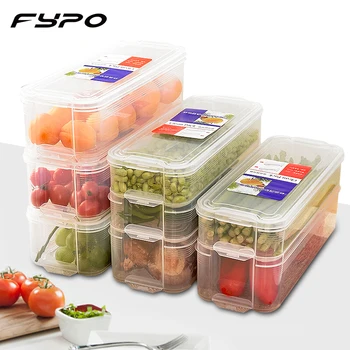 

Fypo Refrigerator Storage Box Kitchen Eggs Fruit Dumplings Transparent Plastic Storage Box Kitchen Foods Container Sealing Box