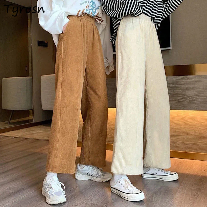 Pantalones de pana hasta el tobillo para ropa informal de pierna ancha, la moda, gruesa, Vintage, primavera y otoño|Pantalones y pantalones capri| - AliExpress