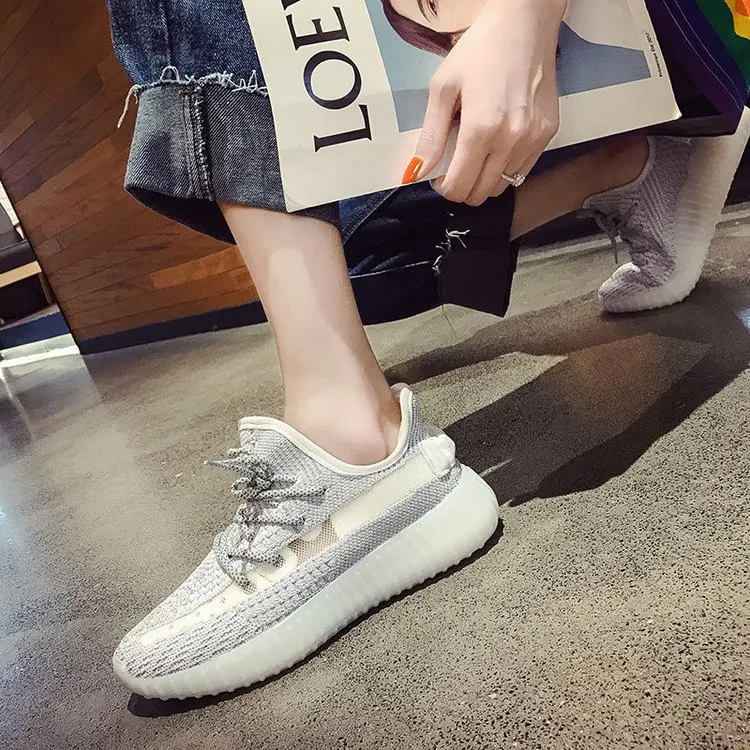 

Coconut Shoes Fly Woven 2019 Spring 350 New Style Stars Running INS Reflective Angel Athletic Shoes V2 Dad Shoes